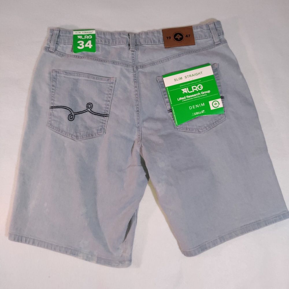 LRG Lifted Research Group Denim Shorts Slim Straight 34 Distressed - New
